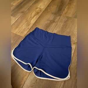 Aerie Blue and White Athletic Shorts with Stretchy Waistband
